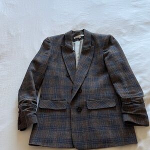 Veronica Beard Checkered Blazer - Brown and Blue